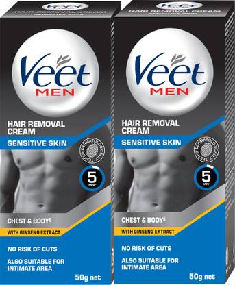 Veet Men Hair Removal - Sensitive Skin Cream 50g,Set Of 2 Cream