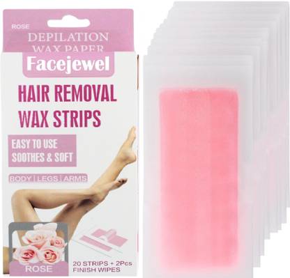 facejewel Hair Remover Wax Strips Easy To Use Soothes & Soft Rose Strips