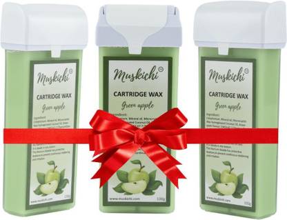 MUSKICHI Roll on Wax for Easy Hair Removal | Women Wax Roller | Green Apple Flavour Wax