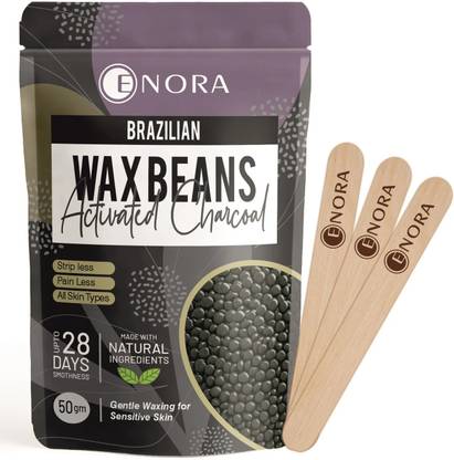 एनोरा Hair Removal Brazilian Hard Wax Beans For Face, Eyebrow, Back, Chest, Bikini Areas, Legs , Arms and Beards ,Black Head , Tan, Dead Skin | Smooth | Activated Charcoal (50 gram)