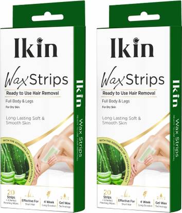 Ikin Instant Wax Strip with Aloe Vera For Dry Skin (Pack of 2)- 2x20 Strips
