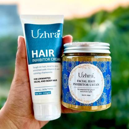 uzhra Facial Hair Reduction Ubtan & Cream Combo | For All Skin Types Cream