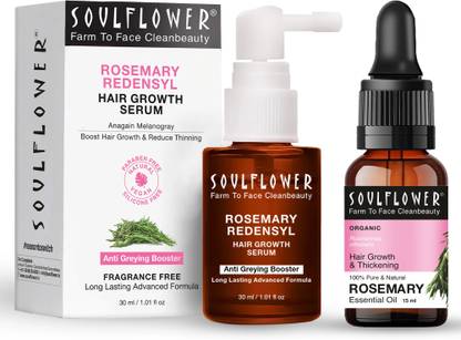 Soulflower Rosemary Essential Oil 15ml & Rosemary Redensyl Hair Growth Serum 30ml