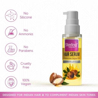 Sterling Naturals Hair Serum |Frizz-Free silky, Smooth, & Glossy Hair |Moroccan Argan Oil