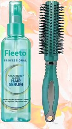 Fleeto Lustrous Locks Duo: Vitamin E Hair Serum + Round Comb