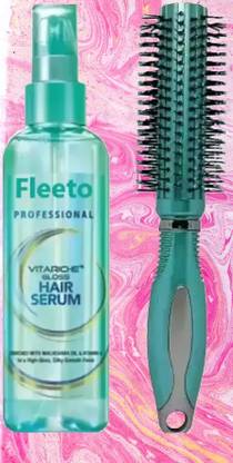 Fleeto Glossy Finish Pack: Vitamin E Hair Serum + Round Comb