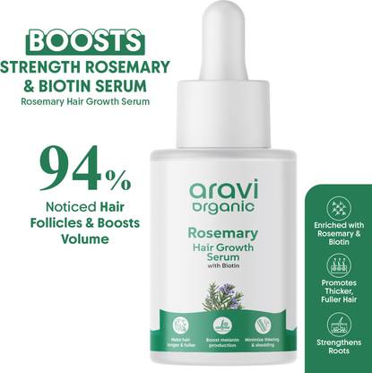 Aravi Organic Rosemary & Biotin Hair Growth Serum - For Hair Growth & Nourishes Scalp