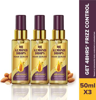 Bajaj Almond Drops Hair Serum with Almond Oil & Vitamin E for 48 hrs Frizz Control