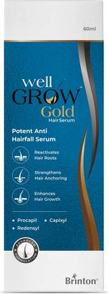Brinton WellGrow Gold Hair Growth Serum with Redensyl, Capixyl & Procapil