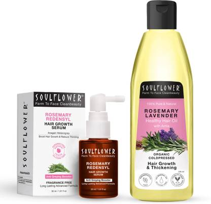 Soulflower Rosemary Redensyl Hair Growth Serum 30ml & Rosemary Lavender Hair Oil 225ml