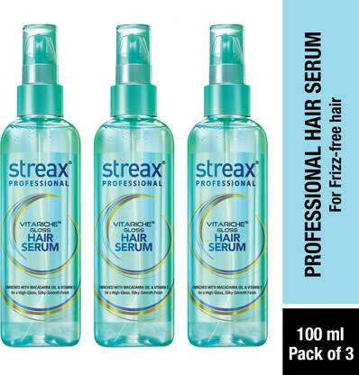 Streax Vitariche Gloss Hair Serum - Vitamin E & Macadamia Oil | Pack of 3