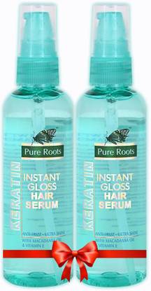 Pure Roots Keratin Instant Gloss Hair Serum Pack Of 2