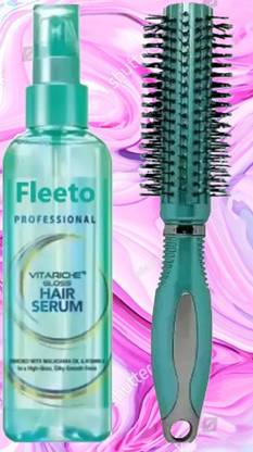 Fleeto Sleek & Shine Essentials: Vitamin E Hair Serum + Round Comb