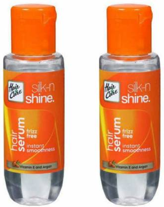 HAIR & CARE SILK-N SHINE HAIR SERUM FRIZZ FREE INSTANT SMOOTHNESS VITAMIN E AND ARGAN 2X20ML