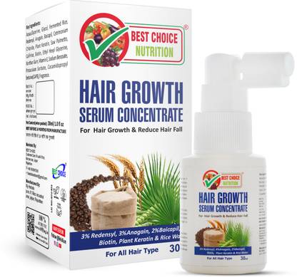BEST CHOICE NUTRITION Hair Growth Serum with Redensyl, Anagain, Baicapil, Biotin For Hairfall Control