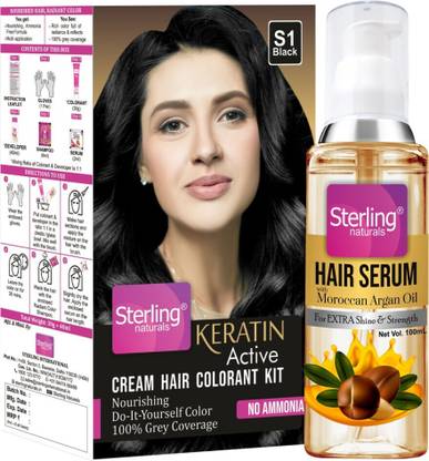 Sterling Hair Serum with Moroccan Argan Oil & Hair Dye Cream For | Soft Shiny & Strong Hair| Silky & Smooth Hair| Dry & Unruly Hair | Rich Shine Hair | Provides instant shine | Controls Frizz | Makes hair silky smooth| Herbal Hair Serum for | Gorgeous & Shiny Hair | Everyday Styling | Adds Shine To Hair