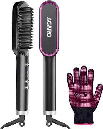 AGARO Hair Straightening Brush, 5 Heat Settings, Fast Heating, Ionic Care, Hot Brush HSB2107 Hair Straightener Brush