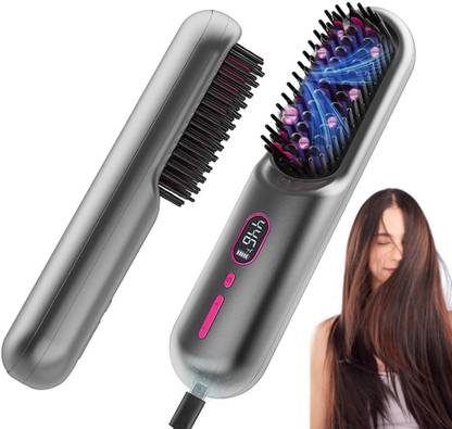 Brontix QL001 cordless hair straightener & hair brush comb | portable hair straightening brush Hair Straightener Brush
