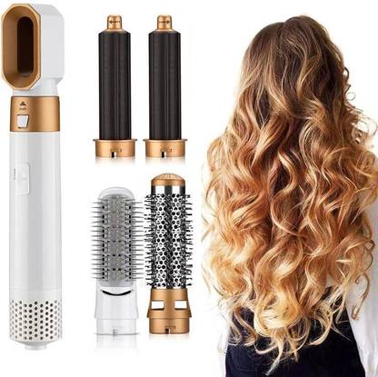 HODOPHILE 5 in 1 Hair Styler For Women Multifunctional Styling Tool With 5 Attachments 1 Hot Air Brush, 2 Spiral Curler, 1 Hair Dryer, 1 Hair Straightner Comb, 3 Heat Hair Styler