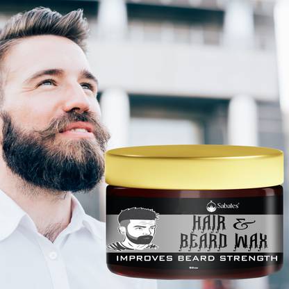 Sabates Men Beard & Hair Growth Wax _ Balm For Dry Frizz Grey Beard Wax for Patchy Beard Hair Cream