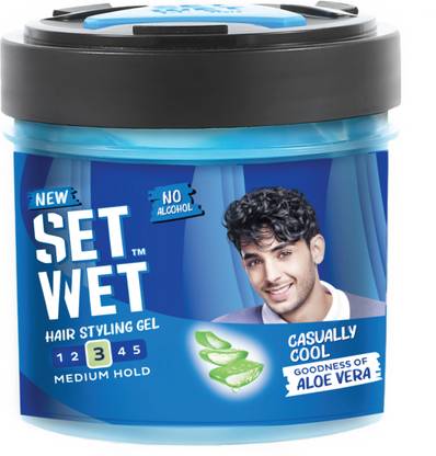 SET WET Styling Hair Gel for Men - Casually Cool for Medium Hold & High Shine,No Alcohol Hair Gel