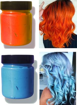 THTC Orange & Sky blue Hair Styling Temporary Hair Color Wax , SKY BLUE, OARNGE