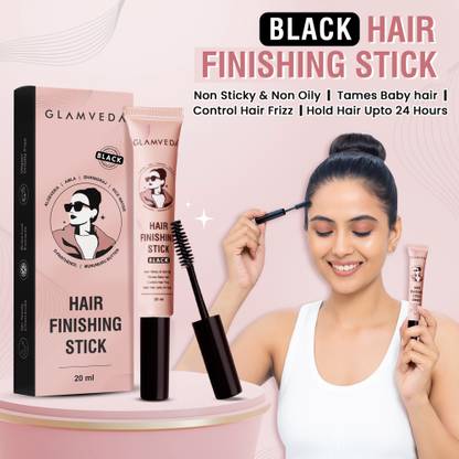 GLAMVEDA Hair Finishing Stick|for Baby Hair & Flyaways| Non-Sticky & Strong hold|Black| Hair Gel