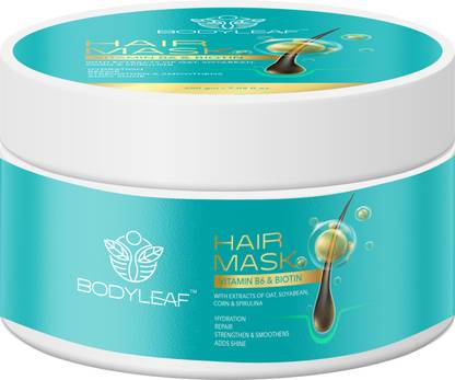 bodyleaf Hair Mask Vitamin B6 & Biotin with Extracts of Oat, Soyabean, Corn & Spirulina Hair Mask
