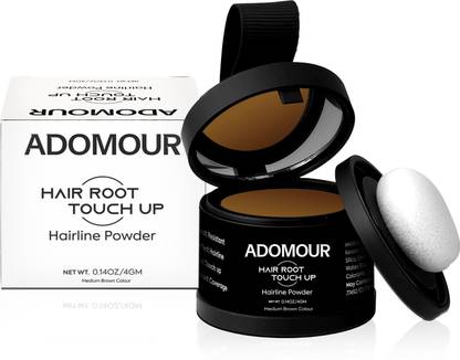 ADOMOUR Hair Root Touch Up Powder, Instant Grey Hair Root Cover Up, Medium Brown Hair Powder