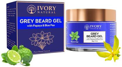 Ivory Natural Grey Beard Gel - For Premature Greying of Beard - White to Natural Black Beard Hair Gel