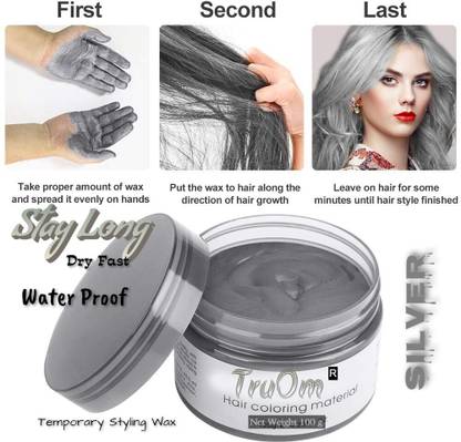 TRUOM Silver Wax Temporary Hair Styling Color Mousse (Unisex) Hair Wax (100)g Hair Wax