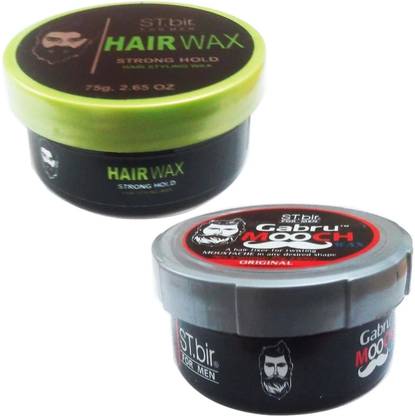 ST.bir Strong Hold Hair styling Wax (75 gm) for men (1 Pcs) + Gabru mooch wax (75 gm) (1 Pcs) Hair Wax
