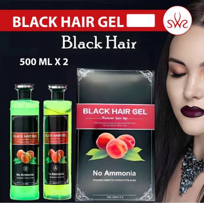 SWR Black Hair Gel - Ammonia-Free Natural Hair Dye | Perfect White Hair Coverage Hair Gel