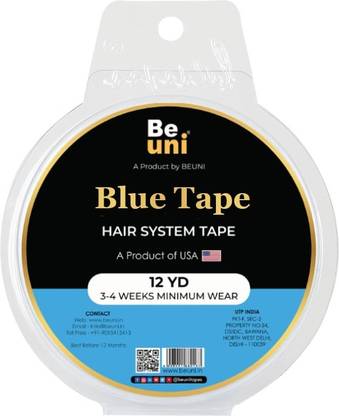 BEUNI Hair Extension Tape Transparent Wig Double-Sided Adhesive Blue Tapes (12 Yard) Hair System Tape