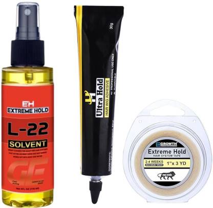 Growth 30g Tube Waterproof Wig Glue/ Patch Hold Tape/ Glue Remover, Combo (Pack of 3) Hair Spray