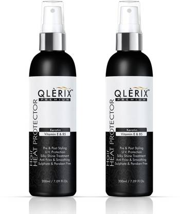 QLERIX Premium Hair Heat Protector Hair Spray with keratin vitamin E & B5 Pack of 2 Hair Serum