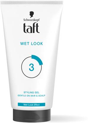 Schwarzkopf TAFT Wet Hair Styling Gel For 24 Hours Shiny Wet Look Effect Hold 3, Non-Sticky Hair Gel