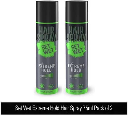 SET WET Extreme Hold Hair Spray, Quick Styling Pack of 2 (75ml Each) Hair Spray