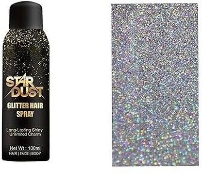 KNYUC MART Professional Glitter Hair Spray, Long Lasting Shiny Unlimited Charm SILVER Hair Spray
