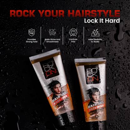ROCK ON Hard Hold Styling Gel for Men Strong Hold, Frizz Control, Castor Oil & Glycerin Hair Gel