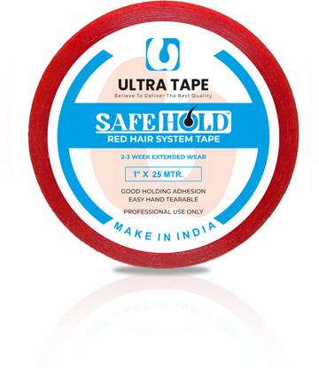 SAFEHOLD Double-Sided Ultra Hold Hair Patch Red Tape For Base Protection (1" X 25 MTR) Hair Accessory Set
