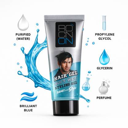 ROCK ON Soft Styling Gel for Men Wet Look Strong Hold with Castor Oil & Glycerin Hair Gel