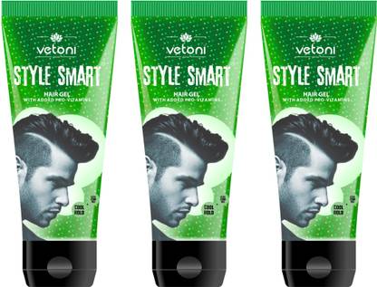 VETONI Styling Green Hair Gel Set Look ,Cool Hold with Pro Vitamin B5(pack of 3)|180ml| Hair Gel