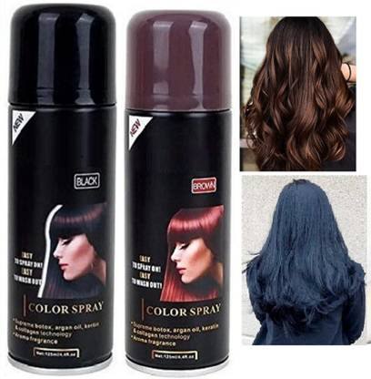 Emijun Black & Brown Easy Washable Temporary Hair Colour Spray Hair Spray