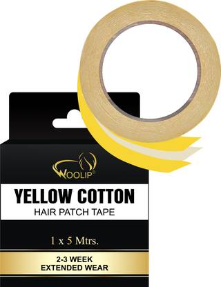 Woolip Wig Yellow Tape. Cotton Double Sided Cotton Tape, Waterproof Hair Patch Tape 5 M Hair Fiber
