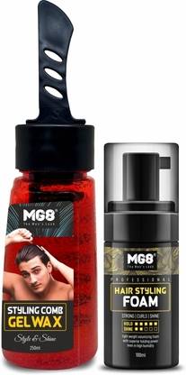 MG8 Hair Styling Comb Gel Wax 250ml & Hair Styling Foam 100ml Combo Pack For Men Hair Wax