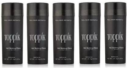 toppik Hair Building Fibers For Regrowth And Instant Styling Black Color 5 Units Natural Organic Hair Volumizer Fibers