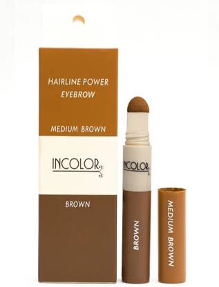 INCOLOR HairLine Power EyeBrw,Shading Sponge Pen, Root Touch-Up Beard (Medium Brwn+Brwn) Hair Powder