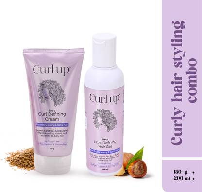 कर्ल अप Hair Styling Combo with Curly Hair Cream & Gel बालों की क्रीम