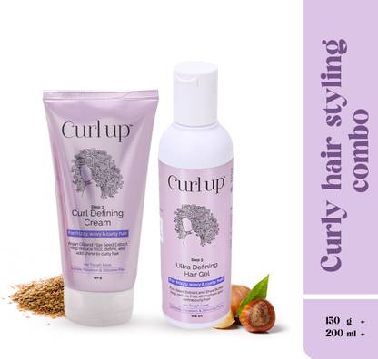 कर्ल अप Styling Combo With Curl Cream & Hair Gel - For Wavy & Curly Hair (Combo of 2) बालों की क्रीम